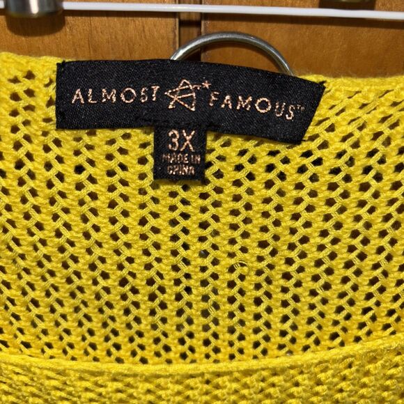 Almost Famous Knitted Skirt Top Set Women Yellow Sleeveless Elastic Waist 3X - Picture 4 of 13